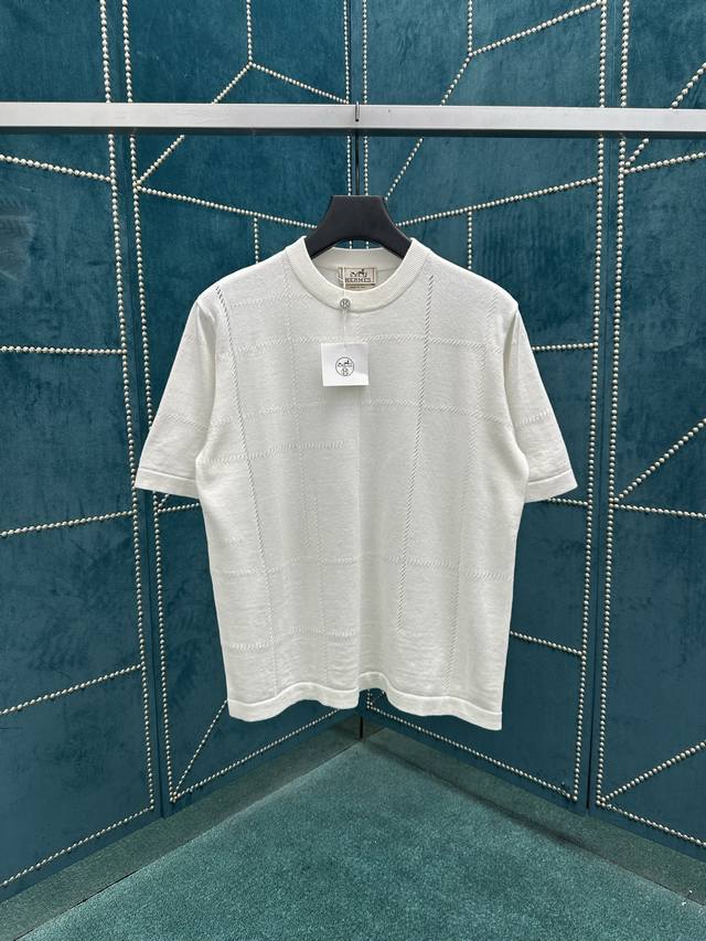 Hermes 25Ss New Spring/Summer Collection Solid Color Crew Neck Short Sleeve T-S