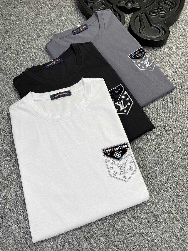 Lv Louis Vuitton 2025 Spring/Summer High-Quality Mercerized Cotton Short-Sleeve