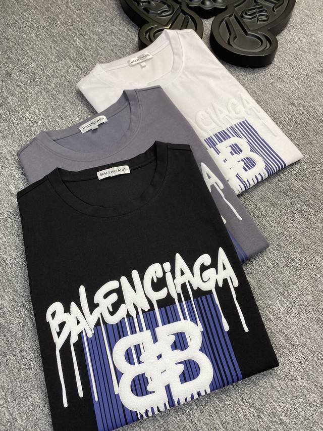 Balenciaga 2025 Spring/Summer High-Quality Mercerized Cotton Short-Sleeve T-Shir
