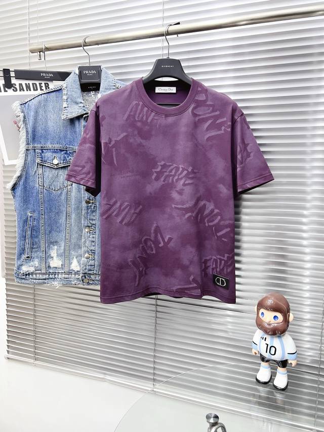 Dior 2025Ss New Three-Flower Logo Print Short-Sleeve T-Shirt, made of custom com