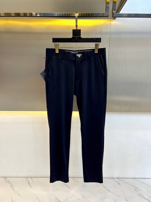 Prada 2025Ss New Style Casual Trousers with Metal Triangle Logo, made from orig
