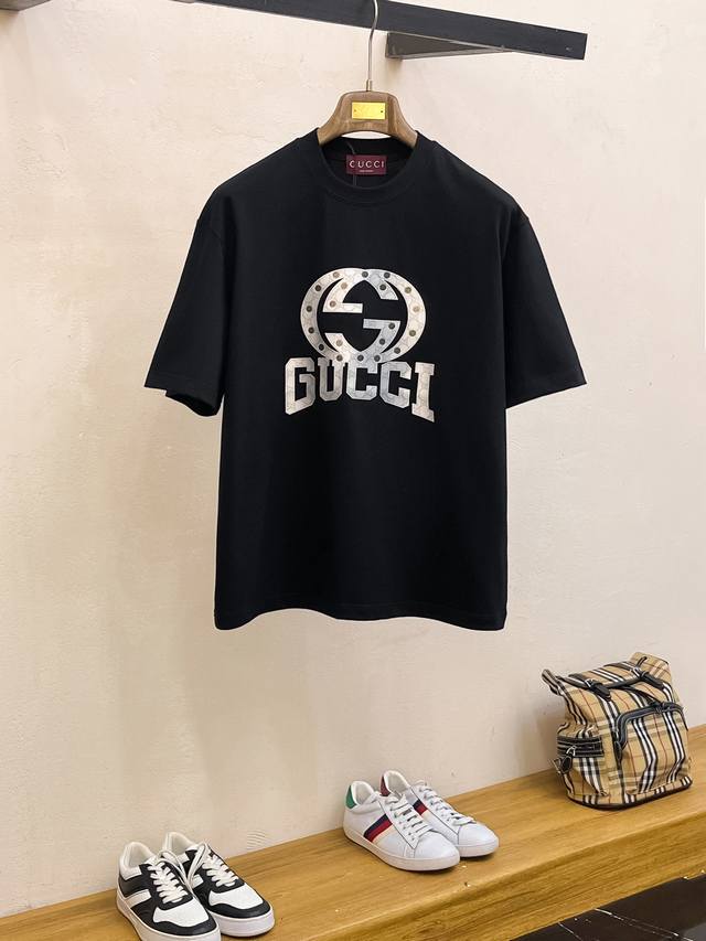 Ss Gucci pure cotton latest fabric classic logo pattern short-sleeved shirt, fas