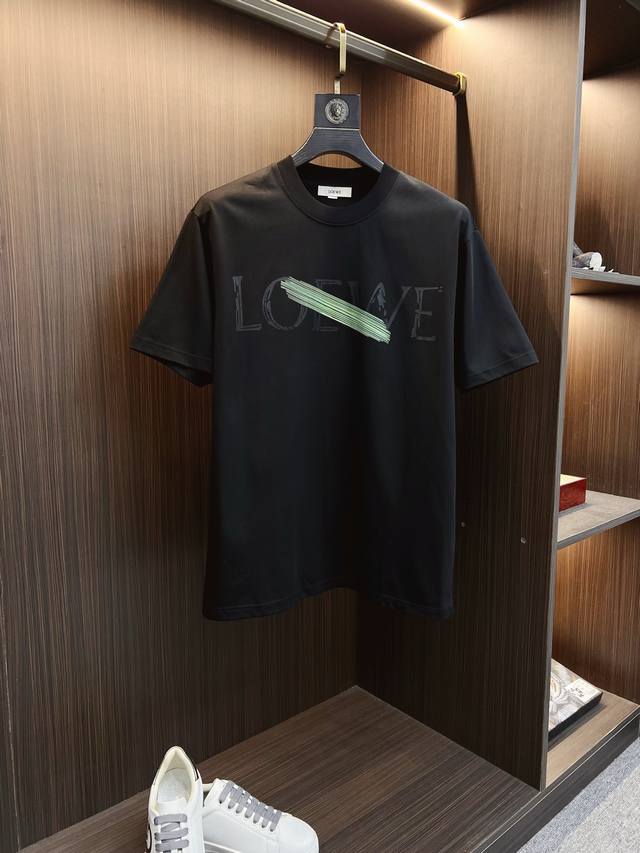 Loewe 2025 Spring/Summer High-Quality Pure Cotton Short-Sleeve T-Shirt, Top-Tie