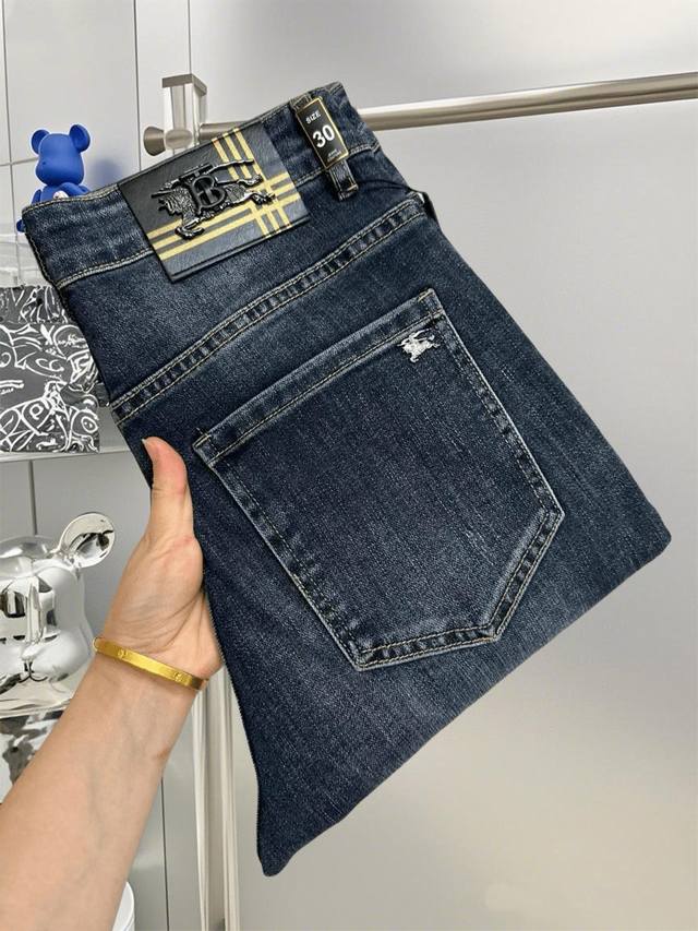 Bbr Burberry 2025Ss New Original Single Style Slim Fit Straight Leg Jeans, Super
