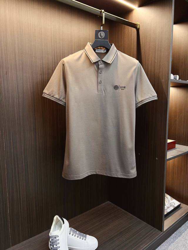 Dior high-end embroidered logo, 2025Ss new fashionable collared short-sleeved po