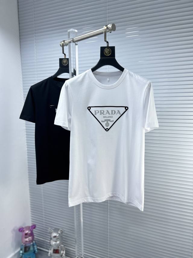 Fits up to 240 lbs Prada SS24 Spring/Summer New Mercerized Short-Sleeve T-Shirt