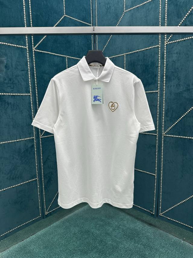 Burberry 25Ss New Heart-Shaped Letter B Pattern Cotton Polo Shirt Men's High-Qu