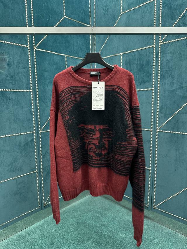 Erd 25Ss New Pattern Print Crew Neck Long Sleeve Sweater, Unisex, High-Quality V