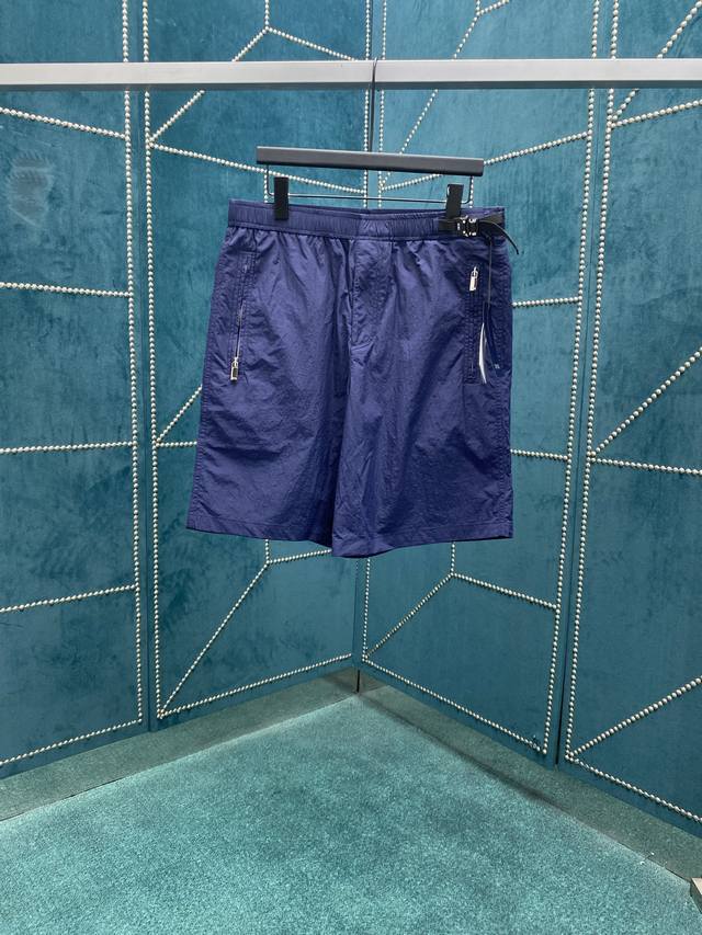 Dior 25Ss New Shorts - Deep Blue Technical Fabric with Dior Belt Buckle. These