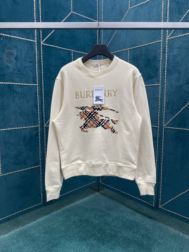 Burberry 25Ss New Cross-Stitch Equestrian Rider Logo Cotton Sweatshirt Crew Nec