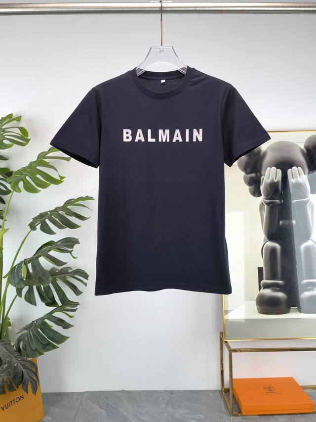 Balmain 2025 Spring/Summer Newest Crew Neck Fashion Short-Sleeve T-Shirt, same