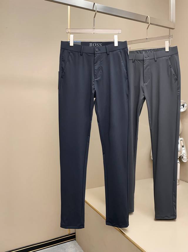 Boss 25Ss Spring/Summer New Solid Color Lightweight Stretch Cotton Slim Fit Trou