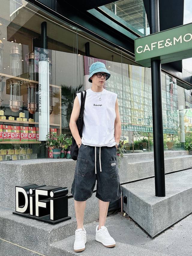 The Paris-style shorts and top are made from imported high-quality washed cotto