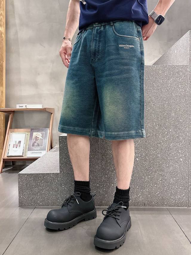 Margiela Spring/Summer New Retro Soft Denim Shorts, Men's Special Wash Color Hi