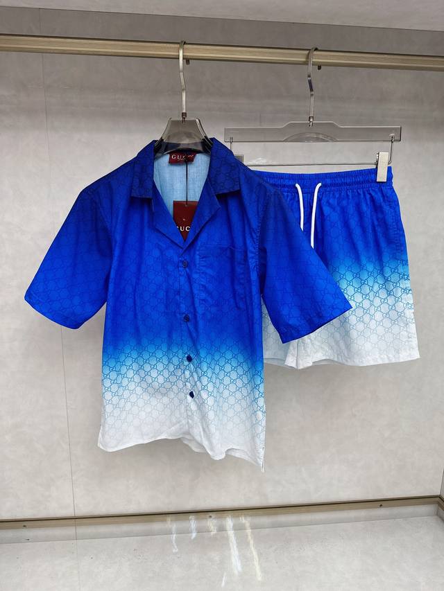 Gucci 2025 Spring/Summer New Monogram Double G Beach Short-Sleeve Shirt, All-ov