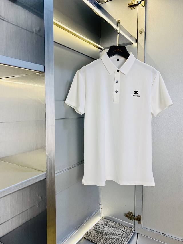 Original Chanel item, fits up to 220 lbs. 2025 latest men's collared short-slee