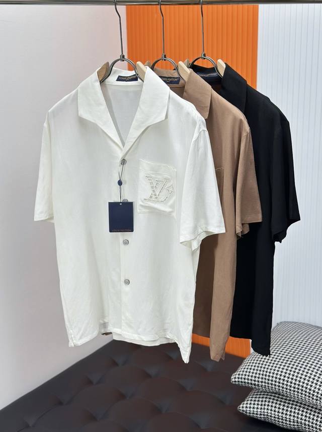 Lv Top-quality original Cotton Linen Silk Embroidered Summer Shirt This village