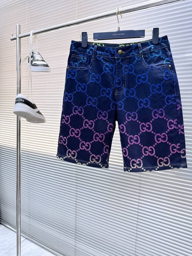 Gucci 2025 New Arrival, Original Denim Shorts, Heavy-duty Craftsmanship, Classi