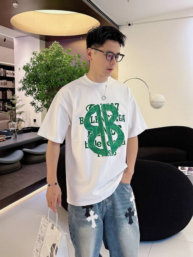 Paris 25Ss Spring/Summer New Imported Flocked Printed Short-Sleeve T-Shirt A mus