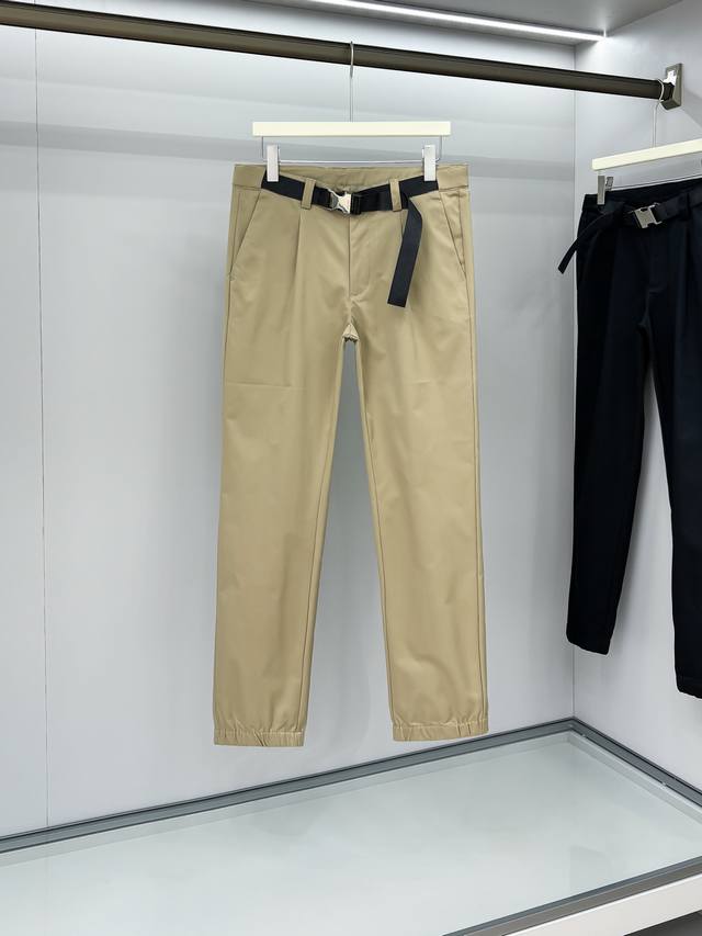 25Ss Spring/Summer Lightweight Cotton Blend Casual Pants with Metal Buckle Waist