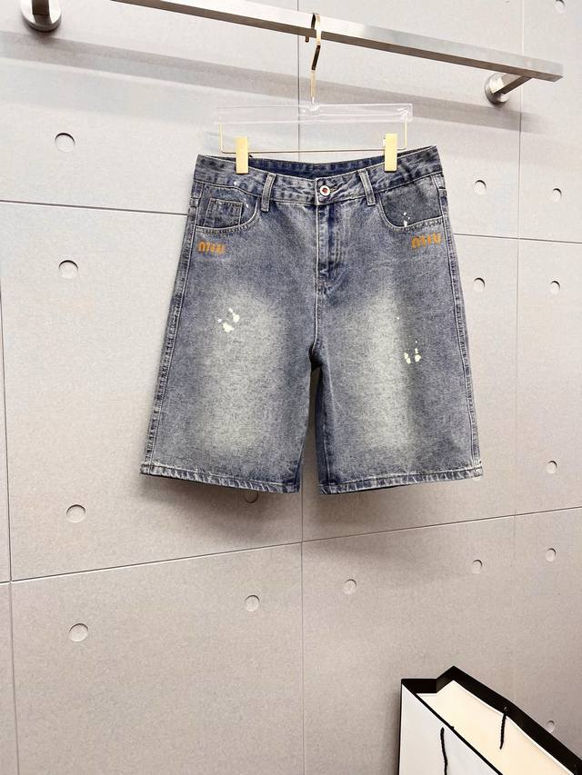 Miu Miu 2025Ss New Original Single Style Hot Selling Denim Shorts, Super Custom