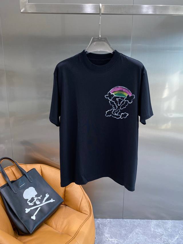 Lv-2025 Spring/Summer New Unisex Casual Loose Cotton Crew Neck Short Sleeve T-Sh