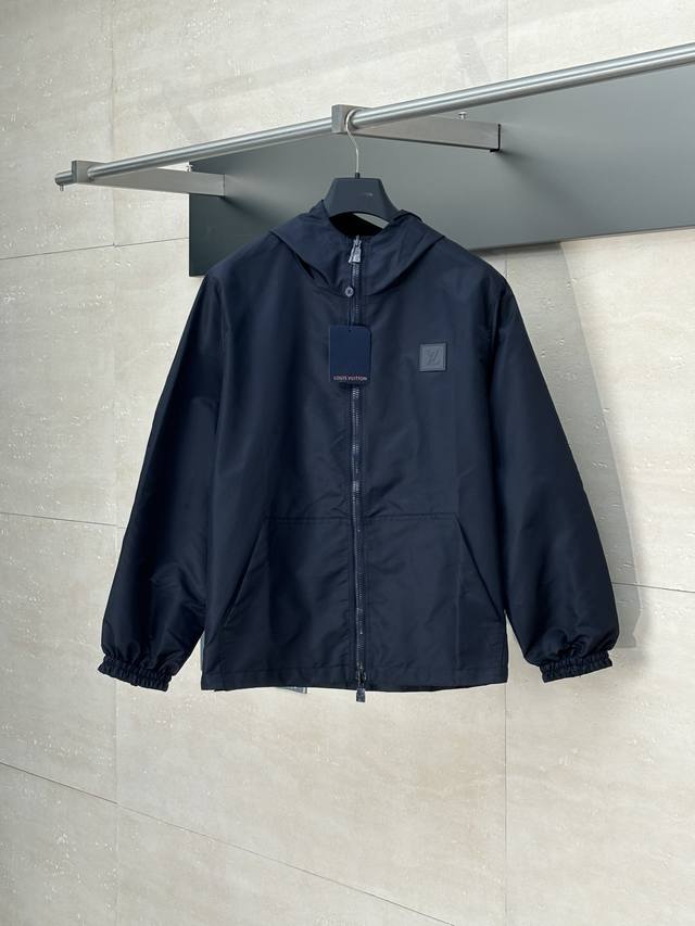 LV* Louis 25Fw New Double-Sided Monogram Jacquard Windproof Jacket, Navy Blue DD