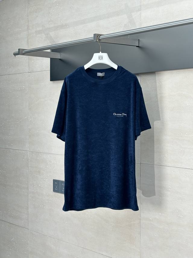 Dio* Dior 25Ss New Letter Embroidered Terry Cloth Jacquard Short-Sleeve T-Shirt