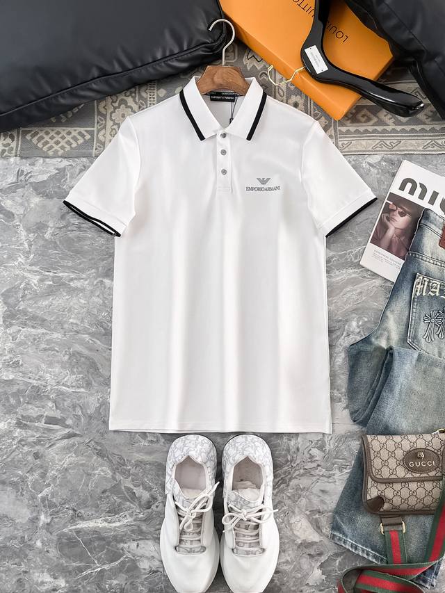 Arm Armani 2025 Spring/Summer New Men's Logo Short-Sleeve Polo Shirt, continuing