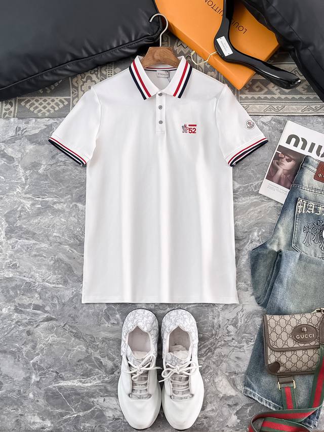 Mon Moncler 2025 Spring/Summer New Men's Logo Short-Sleeve Polo Shirt, continuin