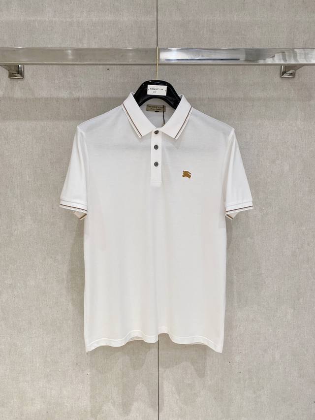 Burberry 2025Ss Summer New Letter Logo Men's Polo Shirt! A classic business men