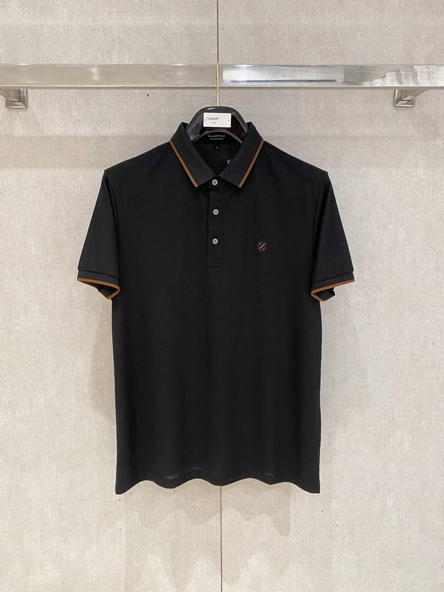 Zegna 2025Ss Summer New Letter Logo Men's Polo Shirt! A classic business men's