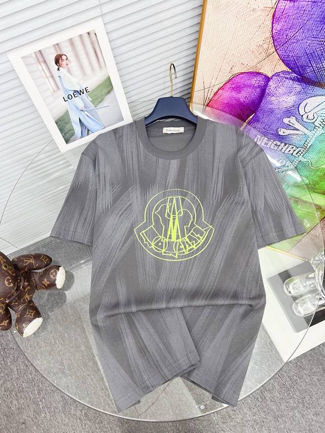 Moncler 2025Ss New Three-Flower Logo Print Short-Sleeve T-Shirt, made of custom