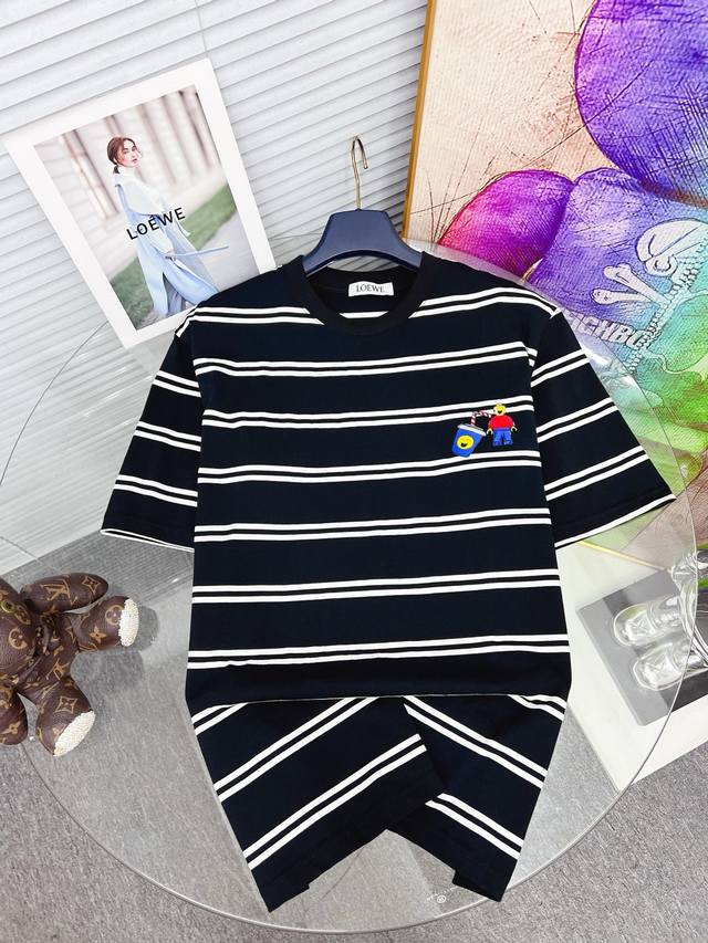 Loewe 2025Ss New Three-Flower Logo Print Short-Sleeve T-Shirt, made of custom c