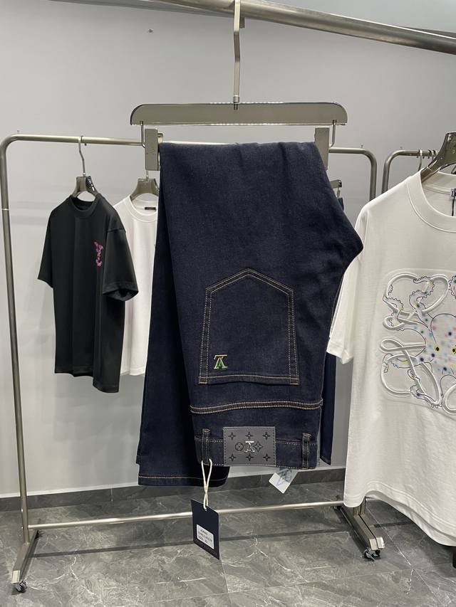 LV25Ss Spring/Summer New Arrival Classic Dark Blue Denim Jeans, Men's Stylish Sl