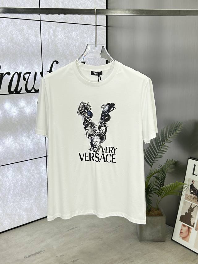 Versace 2025 Spring/Summer New Arrival Original Men's Crew Neck Short Sleeve T-