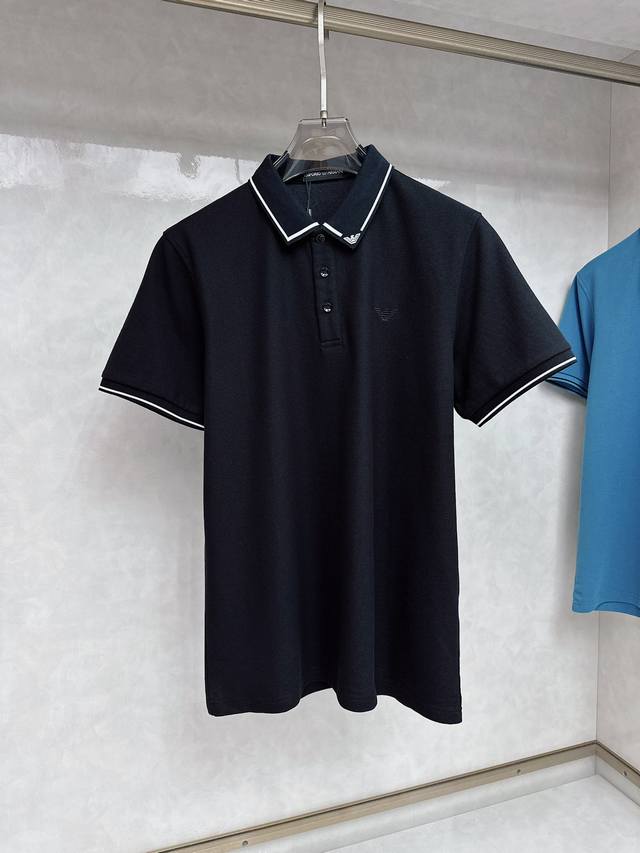 Armani 2025 Men's Logo Short-Sleeve Polo Shirt, Business Casual Collared Polo S