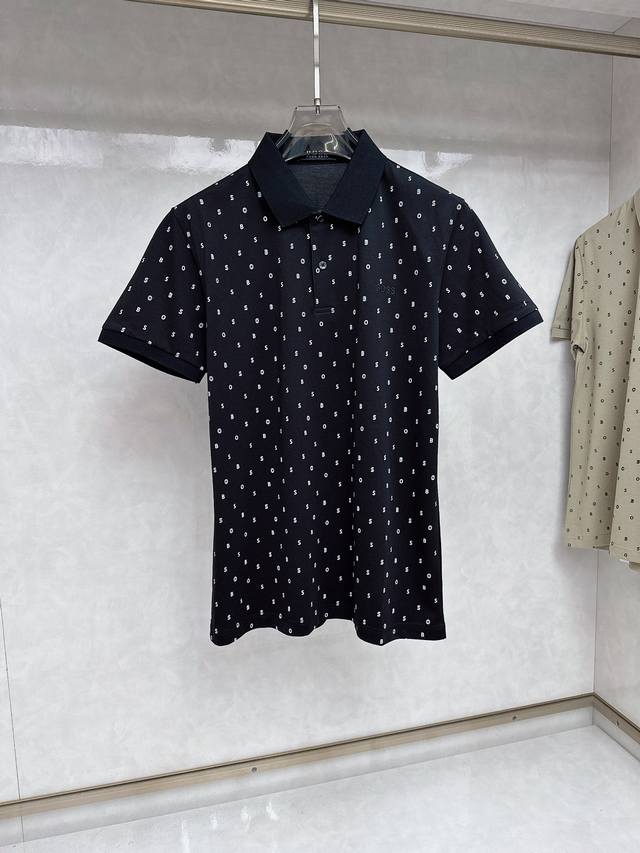 Boss 2025 Men's Logo Short-Sleeve Polo Shirt, Business Casual Collared Polo Shir