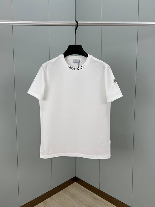 Moncler Spring/Summer Men's Short-Sleeve T-Shirt with Logo Print on Collar, same