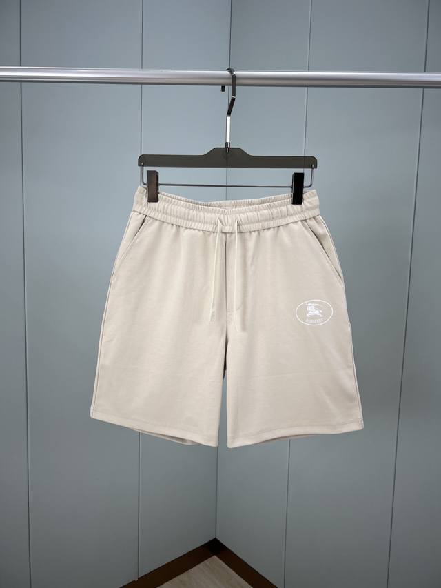 Burberry Summer Men's New Equestrian Emblem Ice-Oxygen Cotton Casual Shorts. Fea