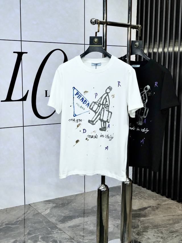 Prada 2025 Early Spring New Arrival - Latest Short-Sleeve Crew Neck T-Shirt, Hi