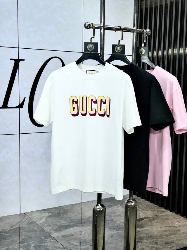 Gucci 2025 Early Spring New Arrival - Latest Short-Sleeve Crew Neck T-Shirt, Hi