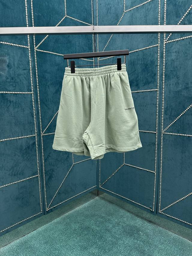 Paris 25Ss New Balenciaga Back Reflective Sage Green Plain Knit Medium Shorts!