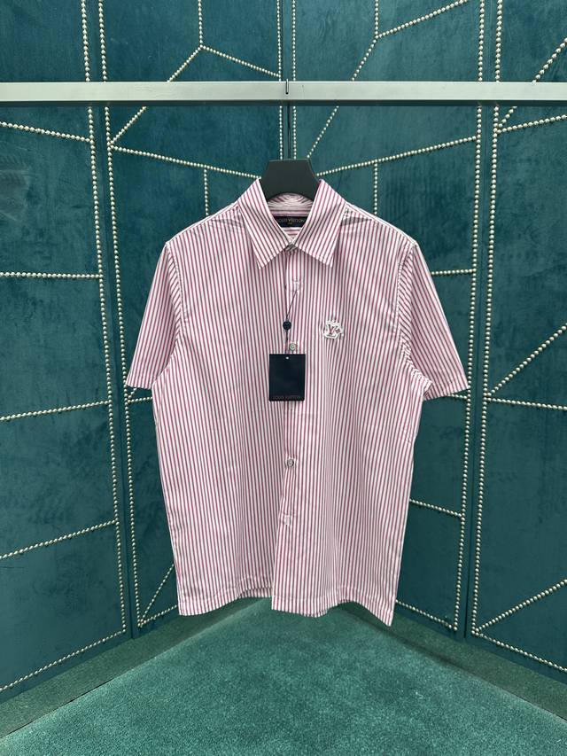 Louis Vuitton 25Ss New Early Autumn Men's Striped Patchwork Short-Sleeve Shirt