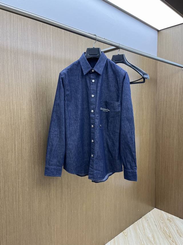 Autumn/Winter Cd 25Ss Blue Denim Shirt with Embroidered Logo Made by OEM factory