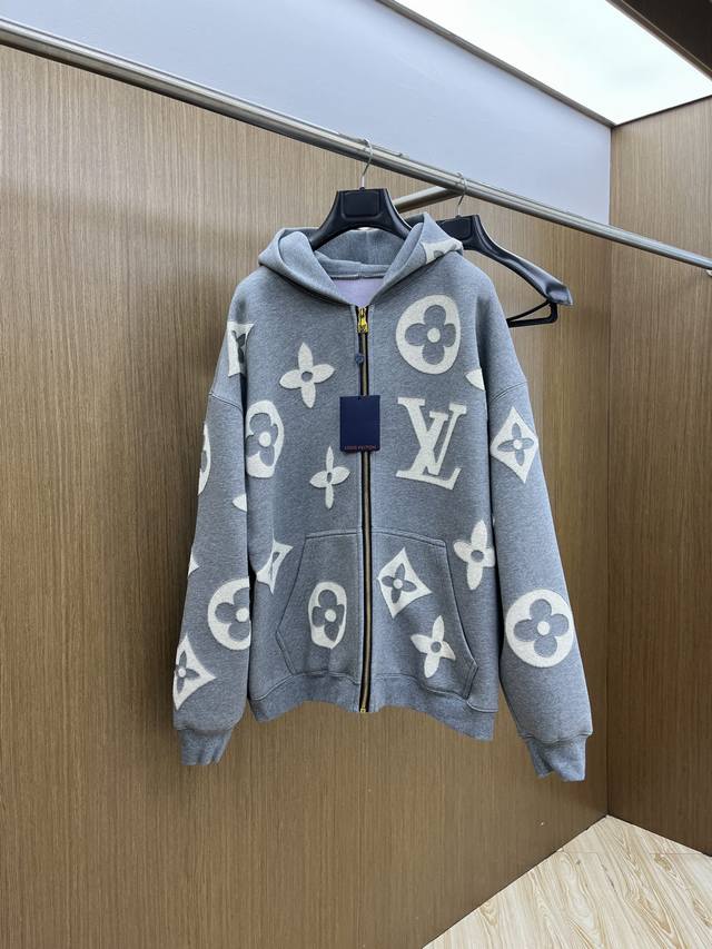 Autumn/Winter Lvgw New Full-Body Custom Letter Burnout Towel Embroidery Zipper