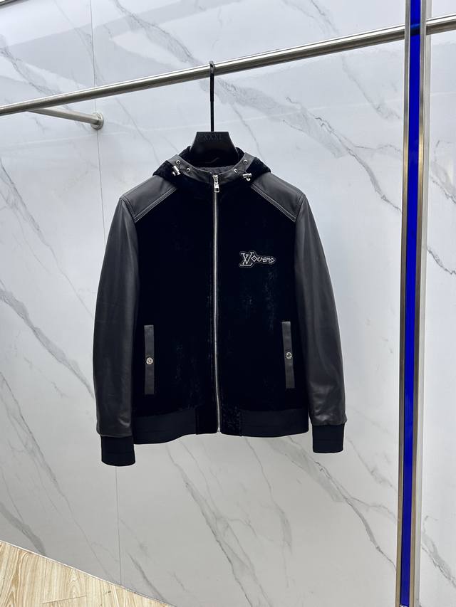LV Louis Vuitton 2025 official website new hooded lambskin jacket with suede and