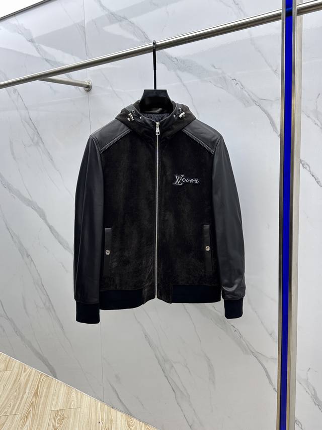 LV Louis Vuitton 2025 official website new hooded jacket with suede and lambskin