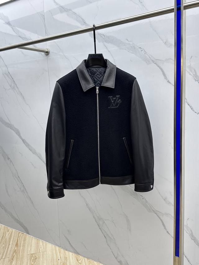 LV Louis Vuitton 2025 Official New Style Lambskin Wool and Leather Jacket with L