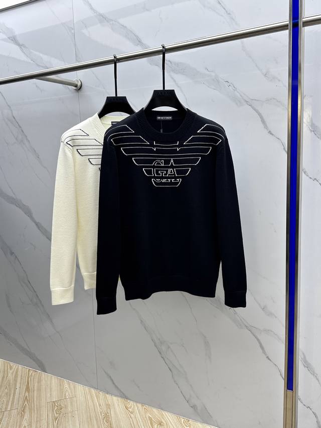 Armani 2025 Autumn/Winter New Arrival: Soft Crew Neck Wool Knit Sweater, Exclus